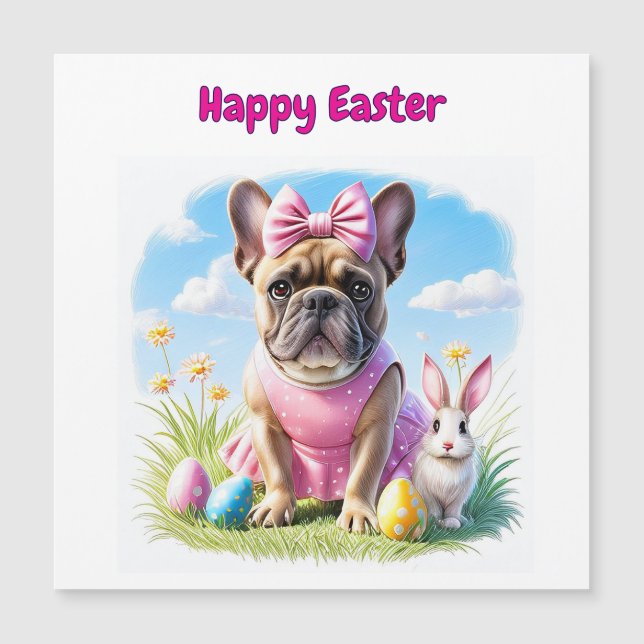 Französische Bulldogge Frohe Ostern French Bulldog Magnetkarte (Vorderseite)