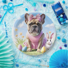 Französische Bulldogge Frohe Ostern French Bulldog Pappteller