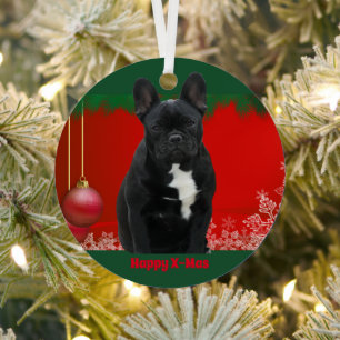 Französische Bulldogge Frohe Weihnachten Bulldog Ornament Aus Metall