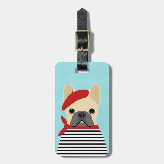 Französische Bulldogge-Gepäckanhänger Gepäckanhänger (Vorderseite vertikal)