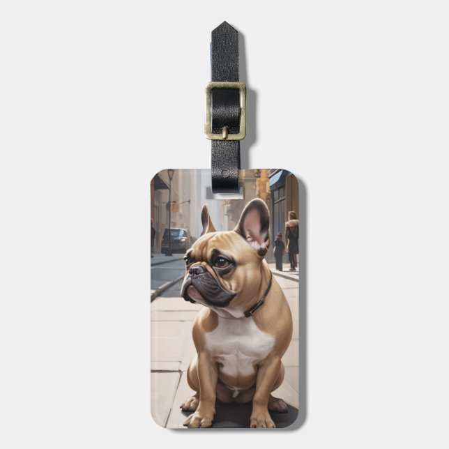 Französische Bulldogge-Gepäckanhänger Gepäckanhänger (Vorderseite vertikal)