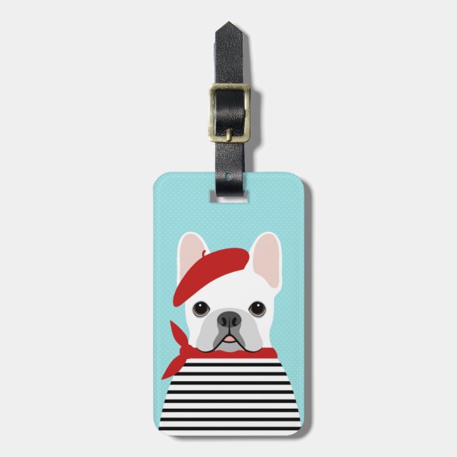 Französische Bulldogge-Gepäckanhänger Gepäckanhänger (Vorderseite vertikal)