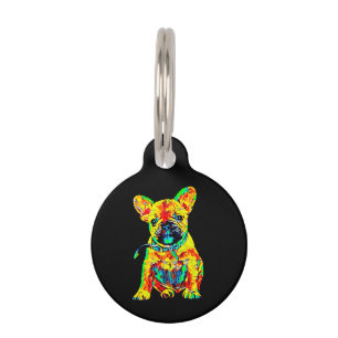 Französische Bulldogge Geschenk   Frenchie Farbige Haustiermarke