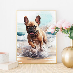 Französische Bulldogge Geschenk Wandbild Druck  Poster