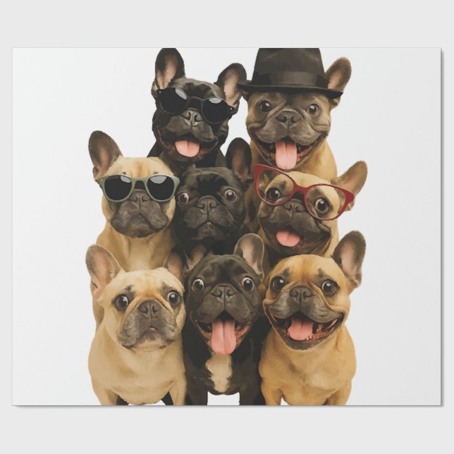 Französische Bulldogge Geschenkpapier (Flach)