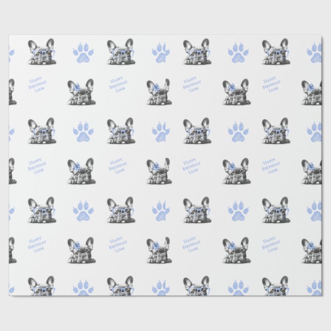 Französische Bulldogge  Geschenkpapier (Saum)