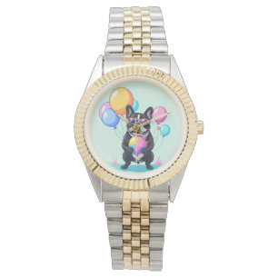 Französische Bulldogge Glücklicher Tag Französisch Armbanduhr