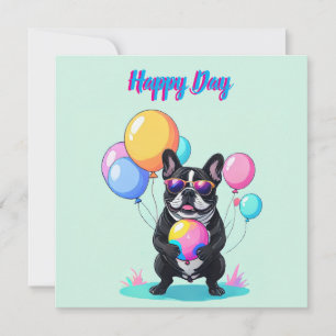 Französische Bulldogge Glücklicher Tag Französisch Dankeskarte