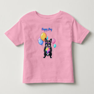 Französische Bulldogge Glücklicher Tag Französisch Kleinkind T-shirt