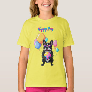 Französische Bulldogge Glücklicher Tag Französisch T-Shirt