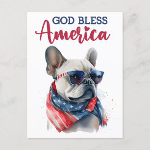 Französische Bulldogge, Gott segne Amerika Postkar Postkarte