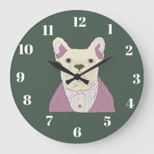 Französische Bulldogge Große Wanduhr
