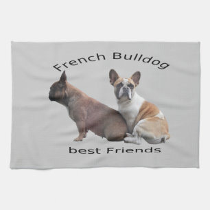 Französische Bulldogge Gute Freunde French Bulldog Handtuch