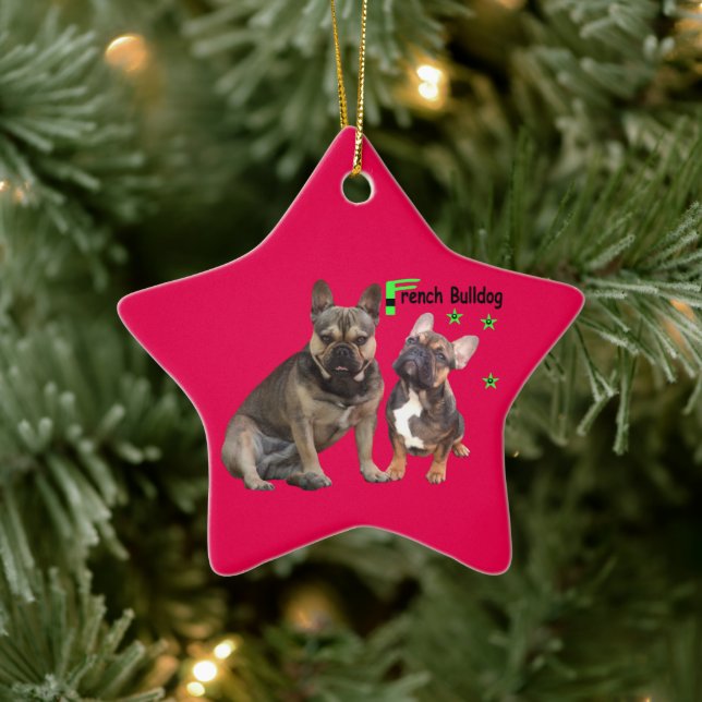 Französische Bulldogge Gute Freunde French Bulldog Keramik Ornament (Baum)