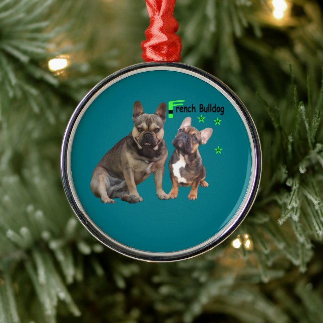 Französische Bulldogge Gute Freunde French Bulldog Ornament Aus Metall (Baum)