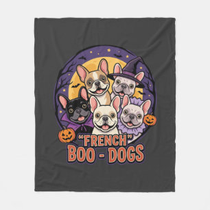 Französische Bulldogge Halloween Boo Hunde Vektor Fleecedecke