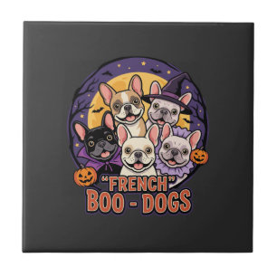 Französische Bulldogge Halloween Boo Hunde Vektor Fliese