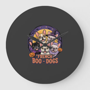 Französische Bulldogge Halloween Boo Hunde Vektor Große Wanduhr