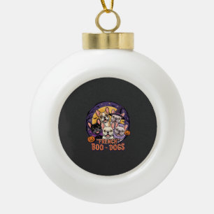 Französische Bulldogge Halloween Boo Hunde Vektor Keramik Kugel-Ornament