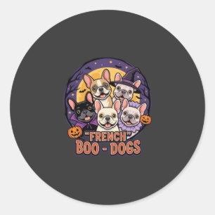 Französische Bulldogge Halloween Boo Hunde Vektor Runder Aufkleber
