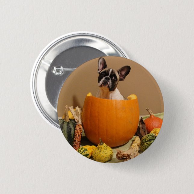 Französische Bulldogge Halloween French Bulldog Button (Vorne & Hinten)