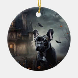 Französische Bulldogge Halloween Gruselig Keramik Ornament