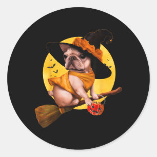 Französische Bulldogge Halloween Kostüm Shirt Männ Runder Aufkleber