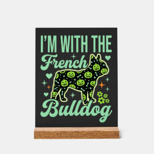 Französische Bulldogge Halloween-Kürbismuster-Desi Acrylschild