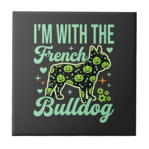 Französische Bulldogge Halloween-Kürbismuster-Desi Fliese
