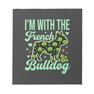 Französische Bulldogge Halloween-Kürbismuster-Desi Notizblock