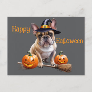 Französische Bulldogge Halloween Kürbisse Bulldog Postkarte