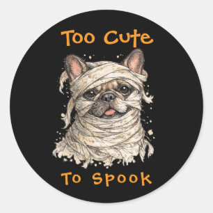 Französische Bulldogge Halloween Süße Mumie Runder Aufkleber