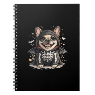 Französische Bulldogge Halloween  Süßer Skelett Notizblock