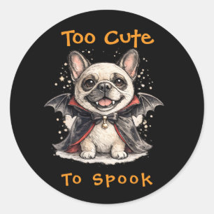 Französische Bulldogge Halloween Süßer Vampirflede Runder Aufkleber