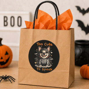 Französische Bulldogge Halloween Süßes Skelett Runder Aufkleber