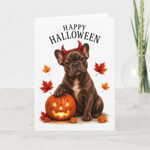 Französische Bulldogge Halloween Teufelshund Karte