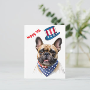 Französische Bulldogge Happy 4.Juli French Bulldog Postkarte