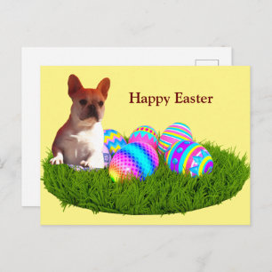 Französische Bulldogge Happy Easter French Bulldog Feiertagspostkarte