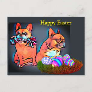 Französische Bulldogge Happy Easter French Bulldog Postkarte