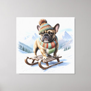 Französische Bulldogge Happy New Year Leinwanddruck