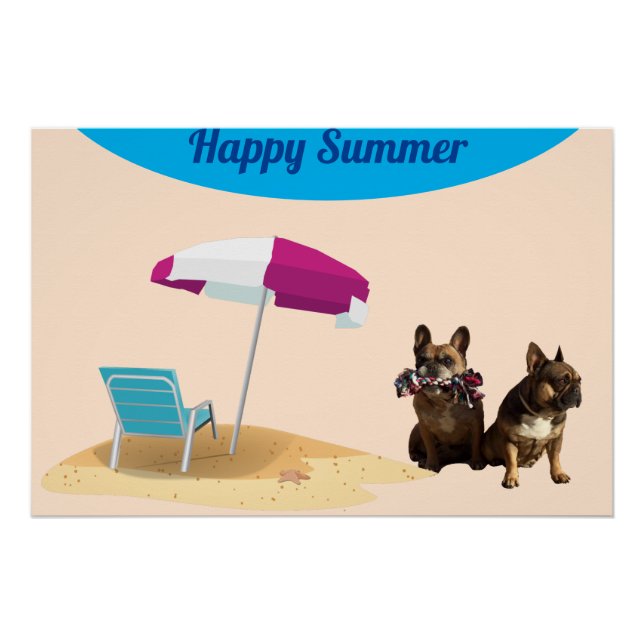  französische Bulldogge happy Summer Poster (Vorderseite)