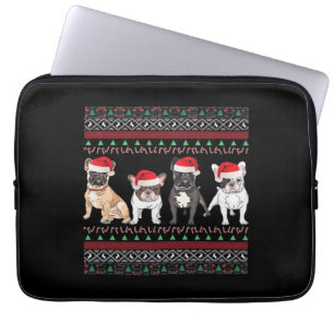 Französische Bulldogge hässlicher Weihnachtspullov Laptopschutzhülle