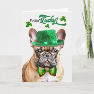 Französische Bulldogge hat Glück am St. Patrick's Feiertagskarte
