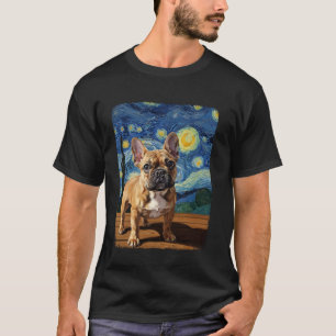 Französische Bulldogge Haustier Pose Mond Sternenn T-Shirt