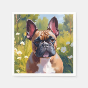 Französische Bulldogge   Haustiermalerei Hund Serviette