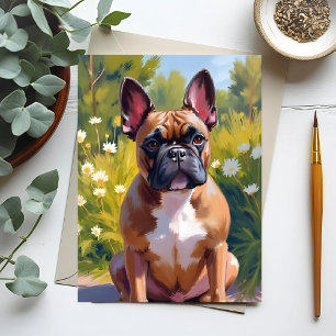 Französische Bulldogge Haustiermalerei Hundekunst Postkarte
