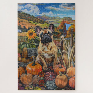 Französische Bulldogge Herbsternte Thanksgiving Puzzle