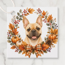 Französische Bulldogge Herbstkranz Geschenkanhänger