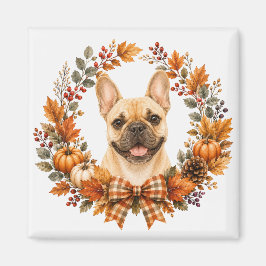 Französische Bulldogge Herbstkranz Magnet