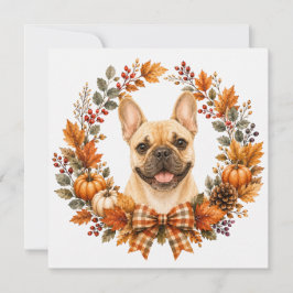 Französische Bulldogge Herbstkranz Mitteilungskarte
